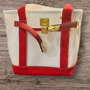 Elegant Pink and Cream Tote Bag / Boat Tote